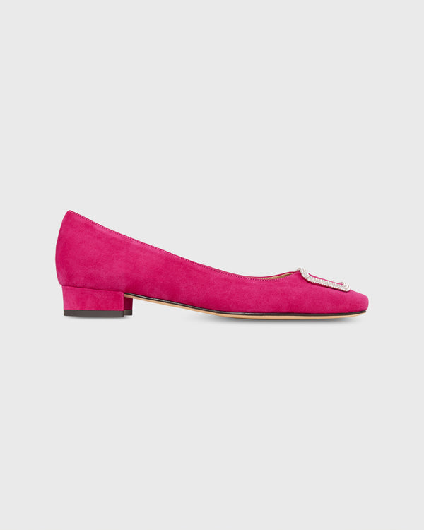 sid mashburn Embellished Buckle Shoe in Lipstick Suede