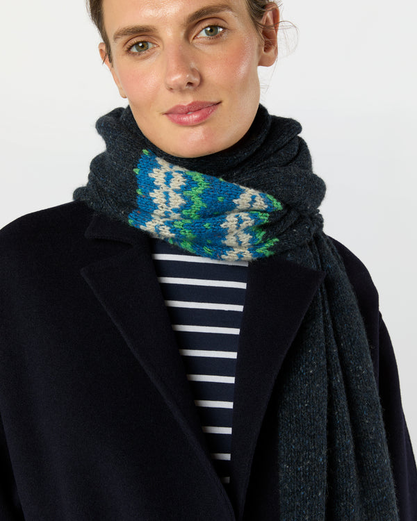 Sid Mashburn Fair Isle Scarf In Indigo Donegal Multi Cashmere