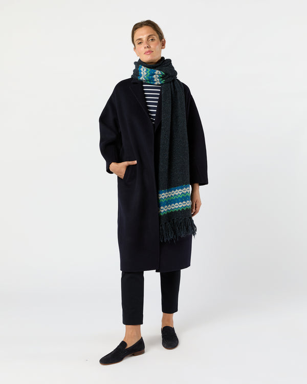 Sid Mashburn Fair Isle Scarf In Indigo Donegal Multi Cashmere