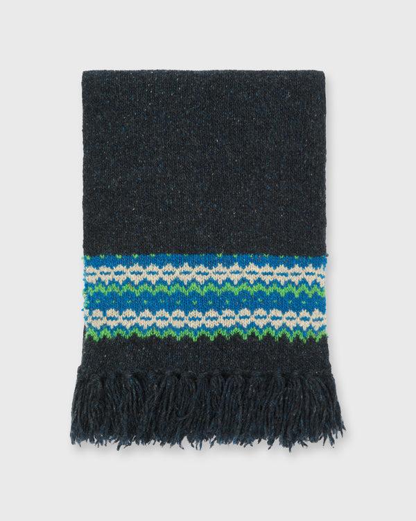 Sid Mashburn Fair Isle Scarf In Indigo Donegal Multi Cashmere