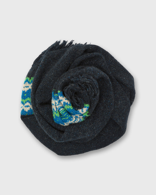sid mashburn Fair Isle Scarf in Indigo Donegal Multi Cashmere