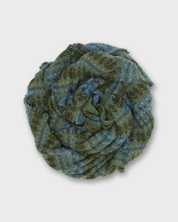 sid mashburn Fair Isle Scarf in Olive Multi Extra Fine Merino