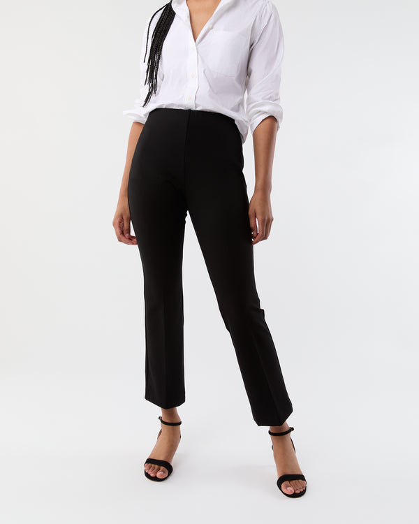 Sid Mashburn Faye Flare Cropped Pant In Black Ponte Knit