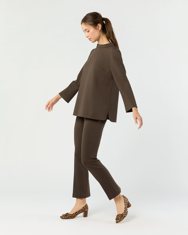 Sid Mashburn Faye Flare Cropped Pant In Coffee Bi-Stretch Tricotine