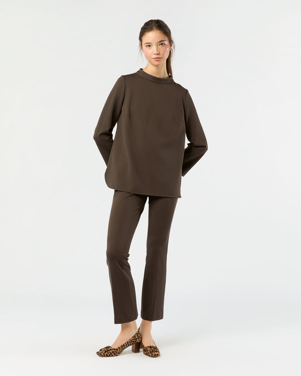 sid mashburn Faye Flare Cropped Pant in Coffee Bi-Stretch Tricotine