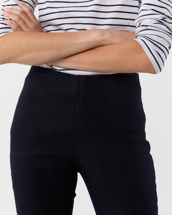 Sid Mashburn Faye Flare Cropped Pant In Indigo Stretch Denim