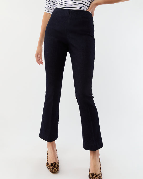 Sid Mashburn Faye Flare Cropped Pant In Indigo Stretch Denim