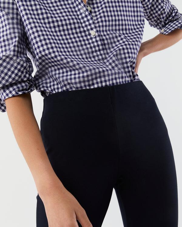 Sid Mashburn Faye Flare Cropped Pant In Navy Ponte Knit