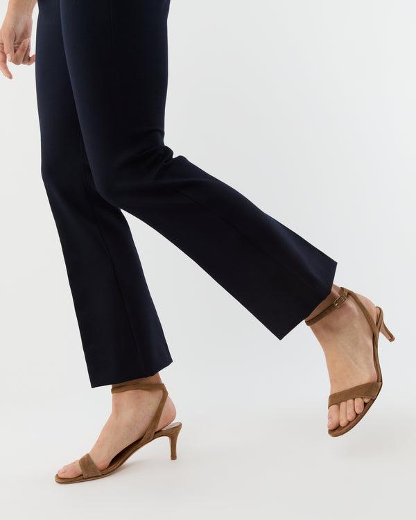 Sid Mashburn Faye Flare Cropped Pant In Navy Ponte Knit