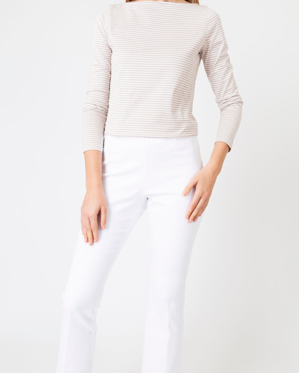 Sid Mashburn Faye Flare Cropped Pant In White Garment-Dyed Stretch Twill
