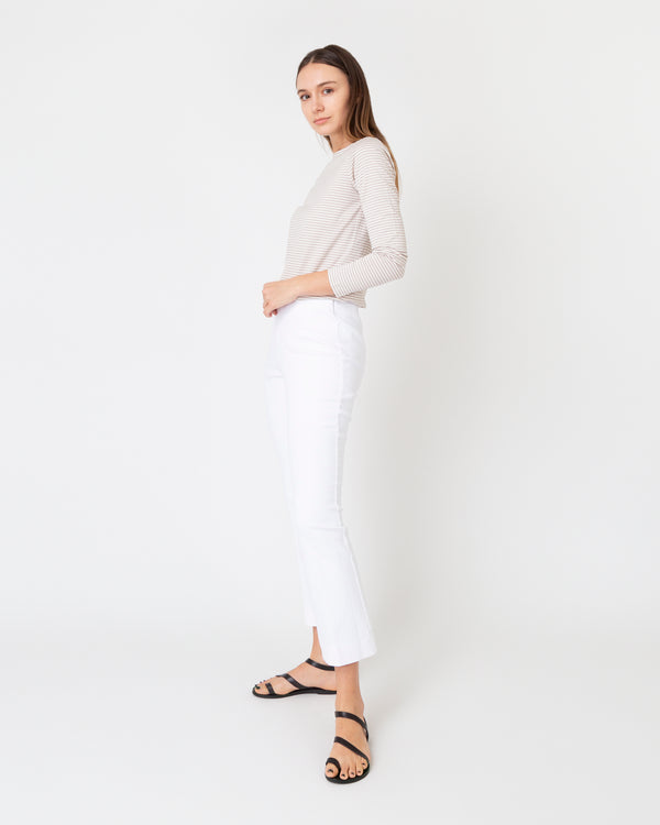 Sid Mashburn Faye Flare Cropped Pant In White Garment-Dyed Stretch Twill