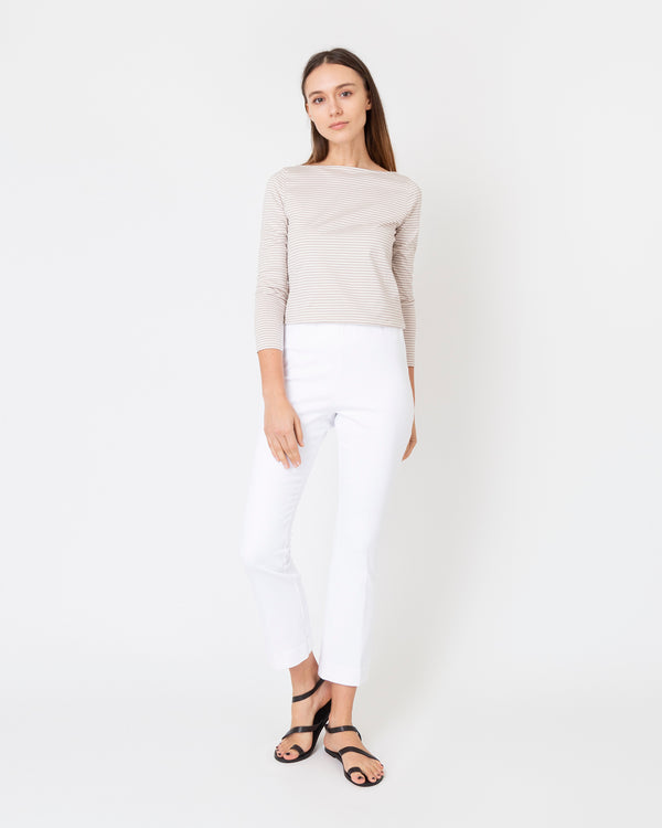 sid mashburn Faye Flare Cropped Pant in White Garment-Dyed Stretch Twill