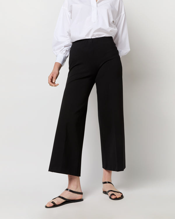 Sid Mashburn Faye Wide-Leg Cropped Pant In Black Ponte Knit