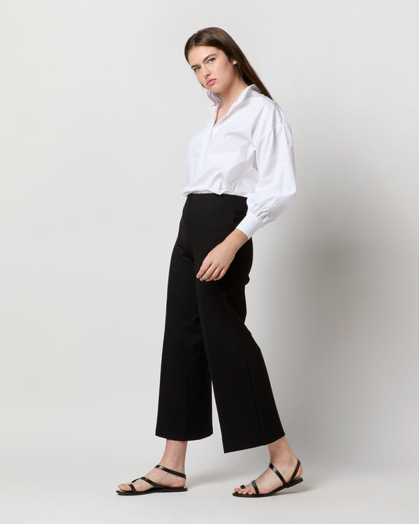 Sid Mashburn Faye Wide-Leg Cropped Pant In Black Ponte Knit