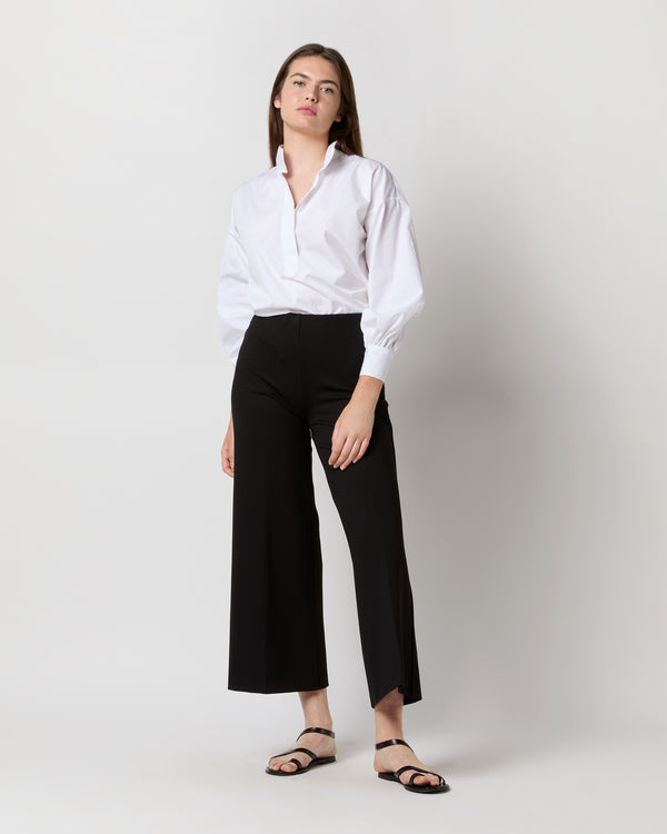 sid mashburn Faye Wide-Leg Cropped Pant in Black Ponte Knit