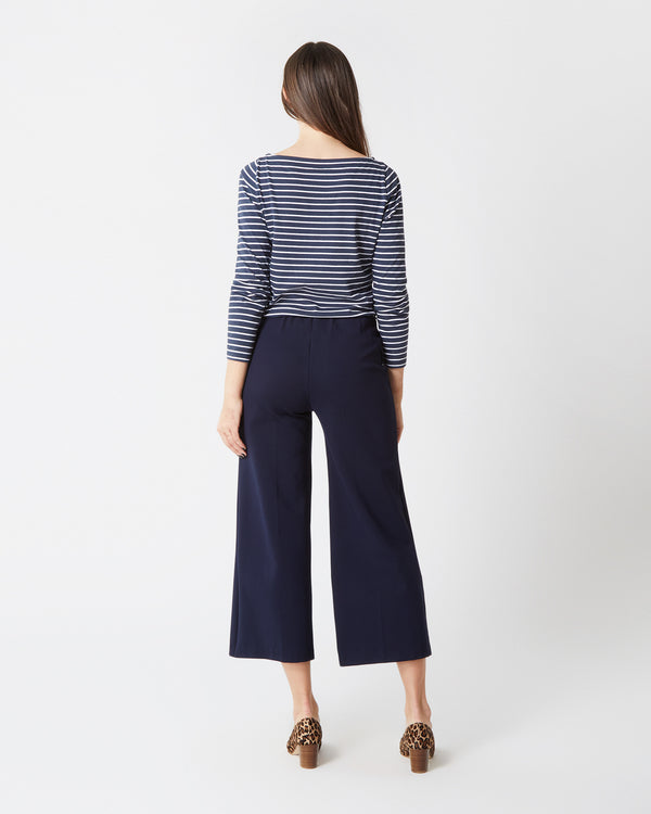 Sid Mashburn Faye Wide-Leg Cropped Pant In Navy Ponte Knit