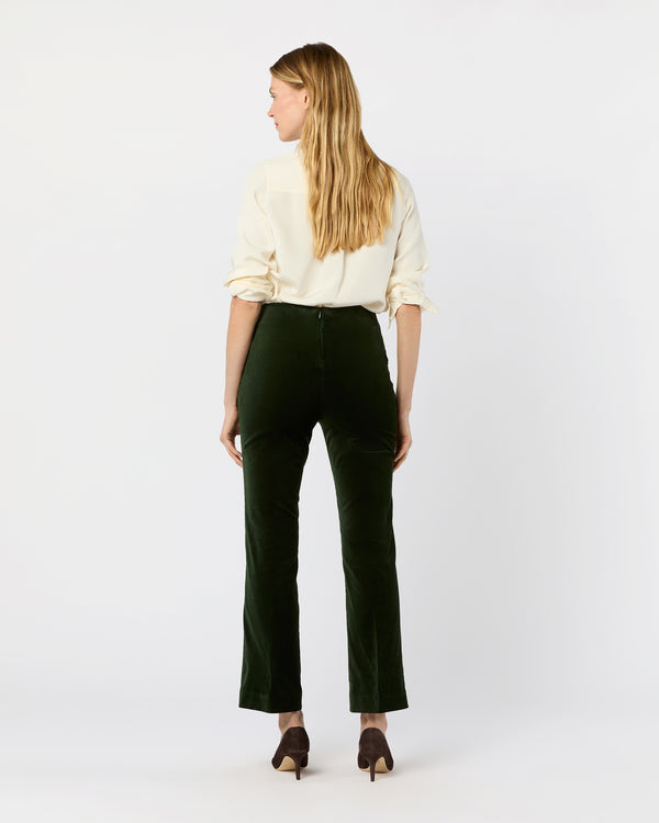 Sid Mashburn Fayette Flare Cropped Pant In Forest Stretch Velveteen