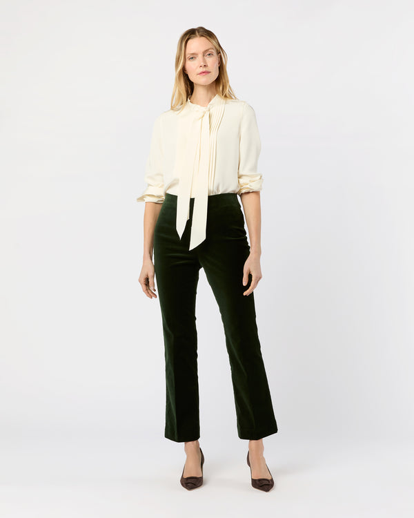 sid mashburn Fayette Flare Cropped Pant in Forest Stretch Velveteen