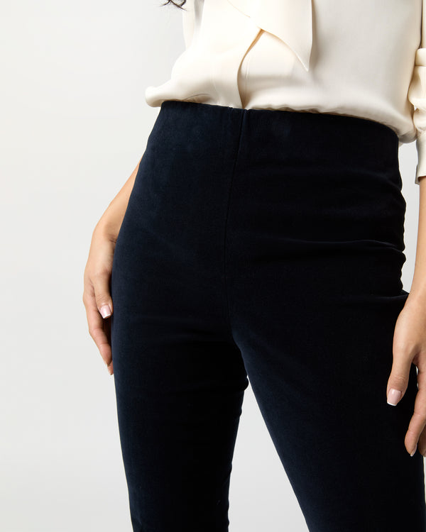 Sid Mashburn Fayette Flare Cropped Pant In Navy Stretch Velveteen