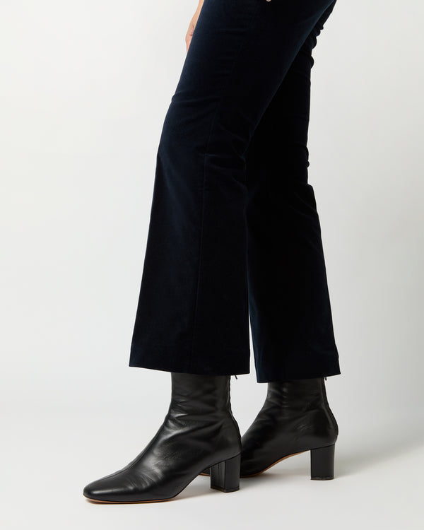 Sid Mashburn Fayette Flare Cropped Pant In Navy Stretch Velveteen