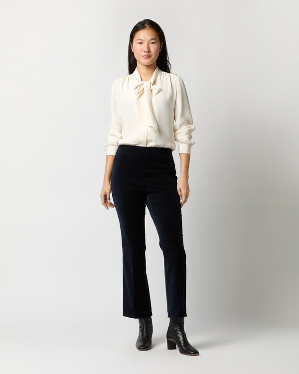 sid mashburn Fayette Flare Cropped Pant in Navy Stretch Velveteen