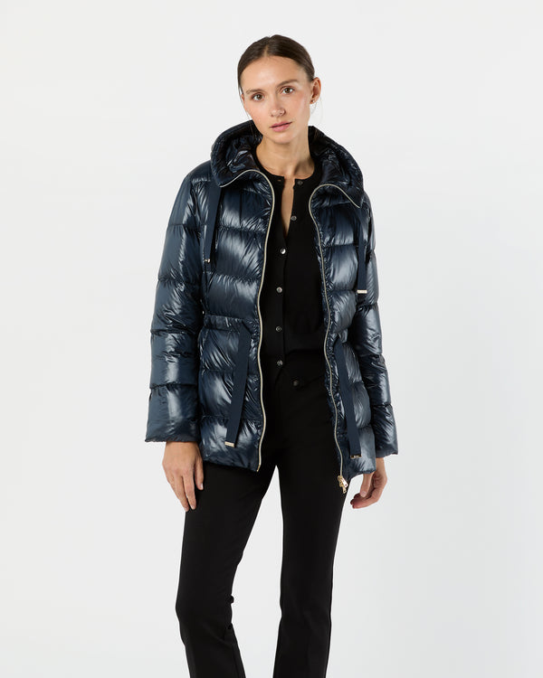 Sid Mashburn Fingertip Jacket With Fixed Hood In Navy Blue