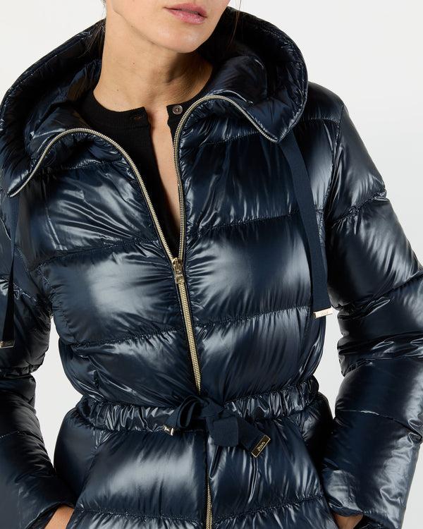 Sid Mashburn Fingertip Jacket With Fixed Hood In Navy Blue