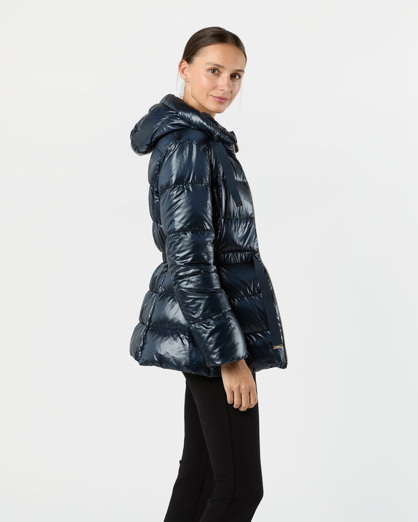 Sid Mashburn Fingertip Jacket With Fixed Hood In Navy Blue