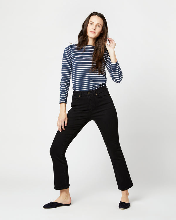 Sid Mashburn Flare Cropped 5-Pocket Jean In Black Stretch Denim