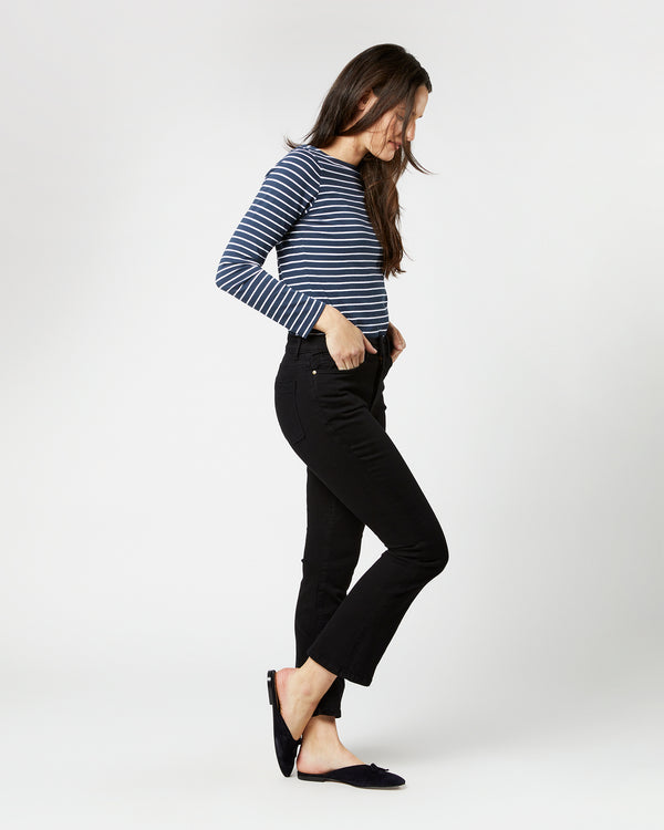 Sid Mashburn Flare Cropped 5-Pocket Jean In Black Stretch Denim