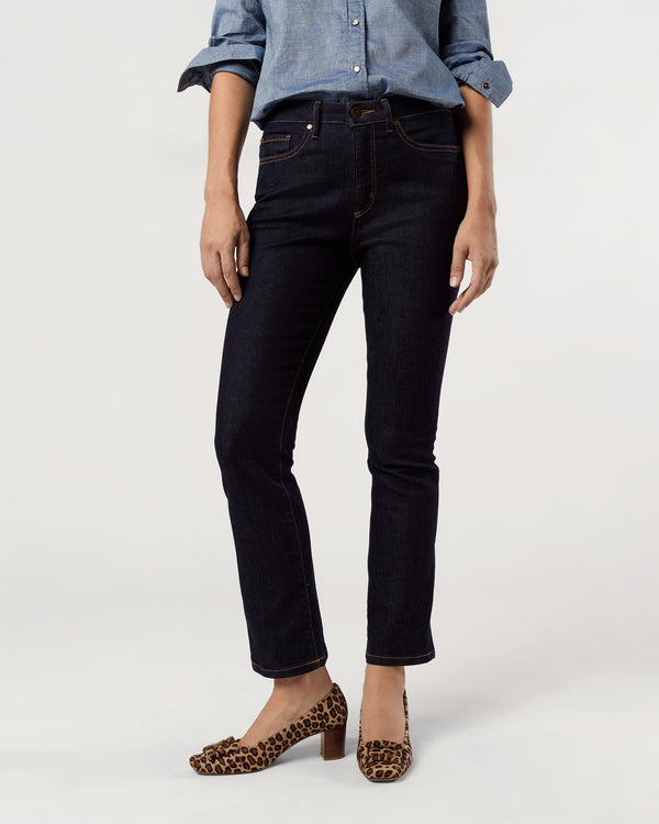 sid Mashburn Flare Cropped 5-Pocket Jean In Indigo Stretch Denim