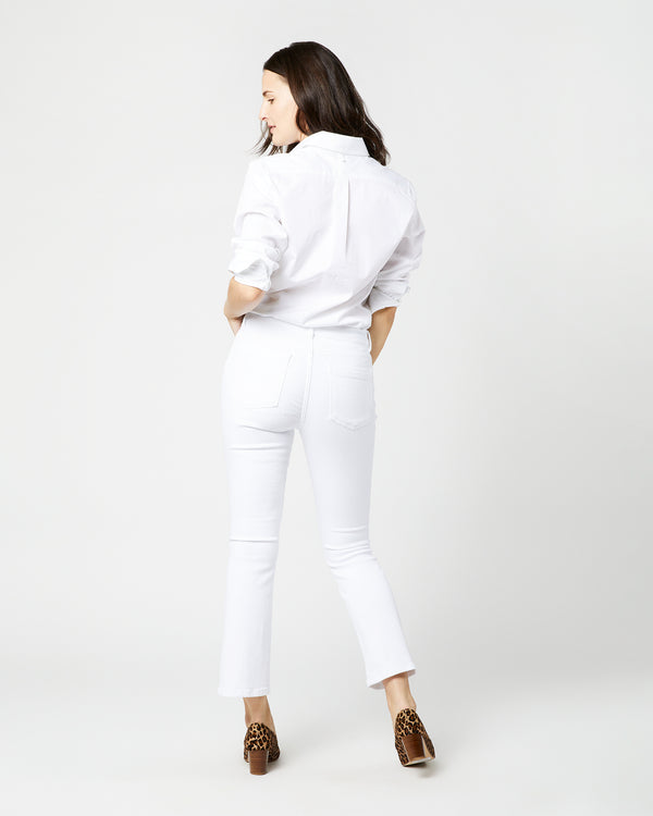 Sid Mashburn Flare Cropped 5-Pocket Jean In White Stretch Denim
