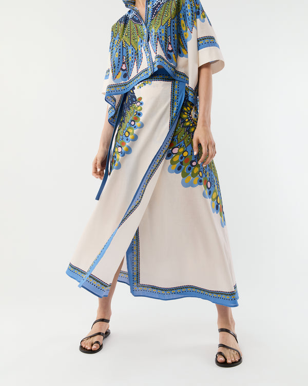 Sid Mashburn Flipper Skirt In Multicolor Chakra Placée Cotton Muslin