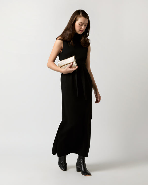 Sid Mashburn Foldover Snap Clutch In Platino Leather