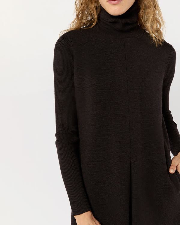 Sid Mashburn Fosette Dress In Chocolate Extra Fine Merino Wool