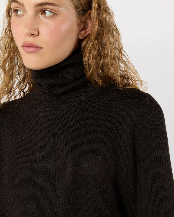 Sid Mashburn Fosette Dress In Chocolate Extra Fine Merino Wool