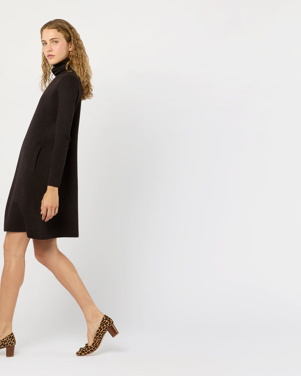 Sid Mashburn Fosette Dress In Chocolate Extra Fine Merino Wool