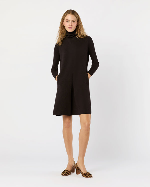 sid mashburn Fosette Dress in Chocolate Extra Fine Merino Wool