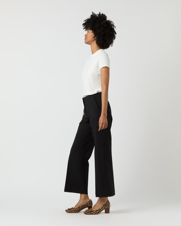 Sid Mashburn Frankie Cropped Pant In Black Bi-Stretch Tropical Wool