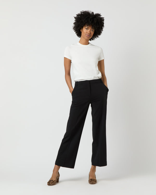 sid mashburn Frankie Cropped Pant in Black Bi-Stretch Tropical Wool