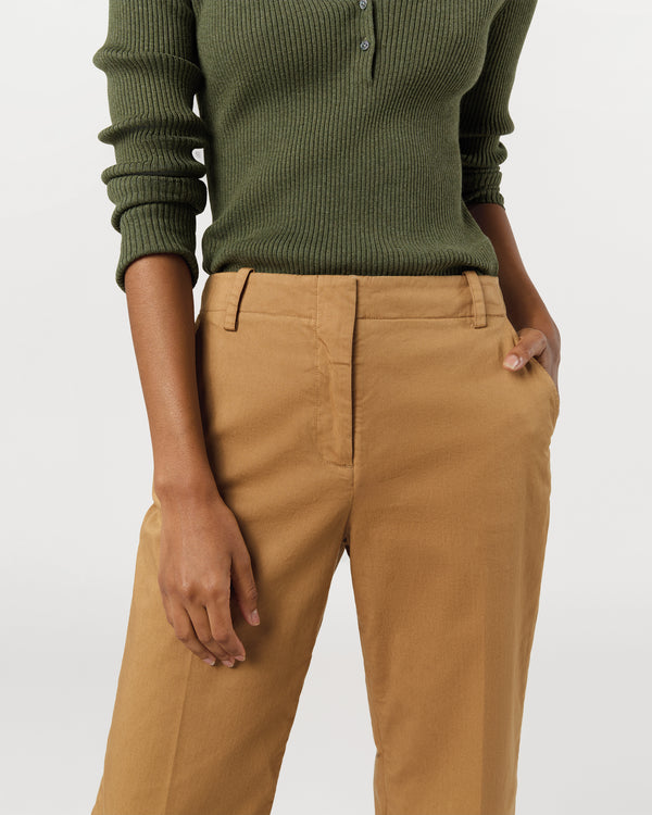 Sid Mashburn Frankie Cropped Pant In British Khaki Stretch Twill