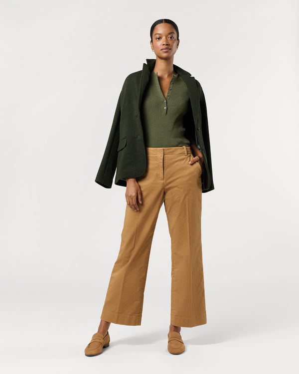 sid mashburn Frankie Cropped Pant in British Khaki Stretch Twill