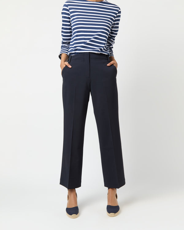 Sid Mashburn Frankie Cropped Pant In Navy Bi-Stretch Tropical Wool