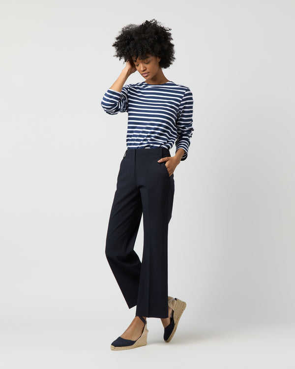 Sid Mashburn Frankie Cropped Pant In Navy Bi-Stretch Tropical Wool