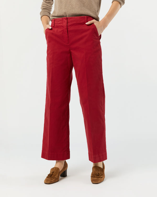 Sid Mashburn Frankie Cropped Pant In Red Stretch Twill