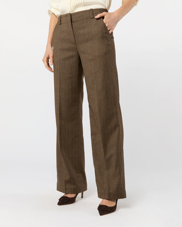 Sid Mashburn Frankie Pant In Brown Stretch Herringbone