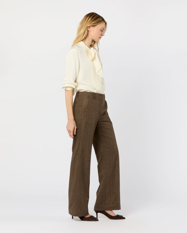 Sid Mashburn Frankie Pant In Brown Stretch Herringbone