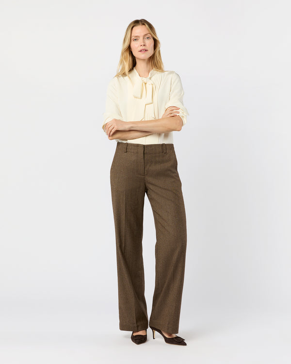 sid mashburn Frankie Pant in Brown Stretch Herringbone