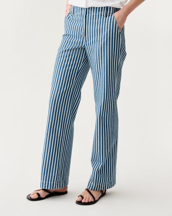 Sid Mashburn Frankie Pant In Indigo/Multi Stripe Denim