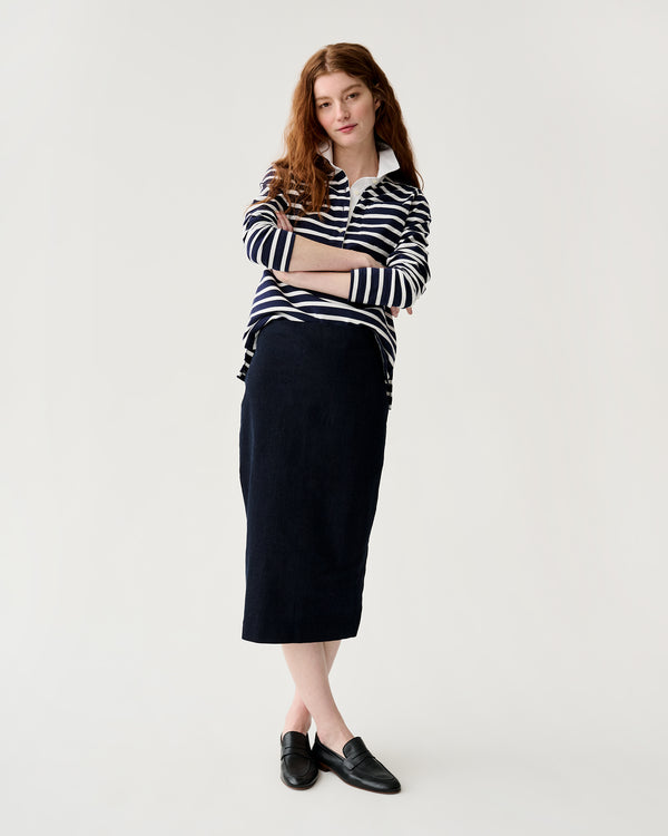 Sid Mashburn Franny Rugby Polo In Navy/White Heavy Jersey